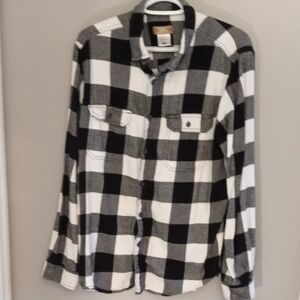 Black and White Plaid Button-Up Shirt